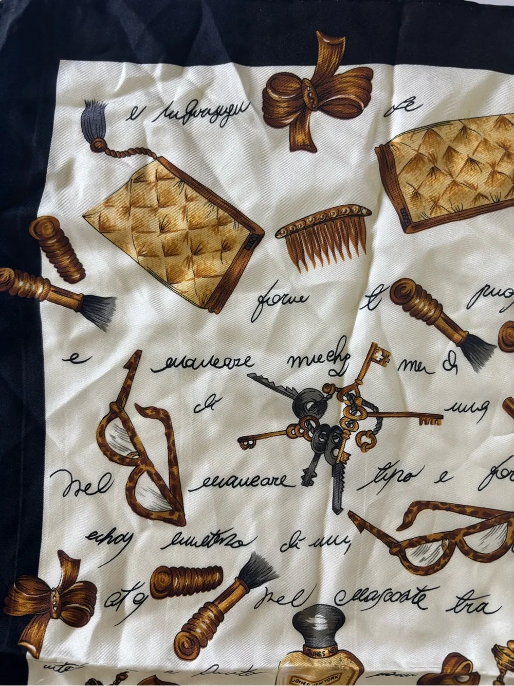 Vintage Jones New York Women’s Perfume & Glamour Scarf 100% Silk
